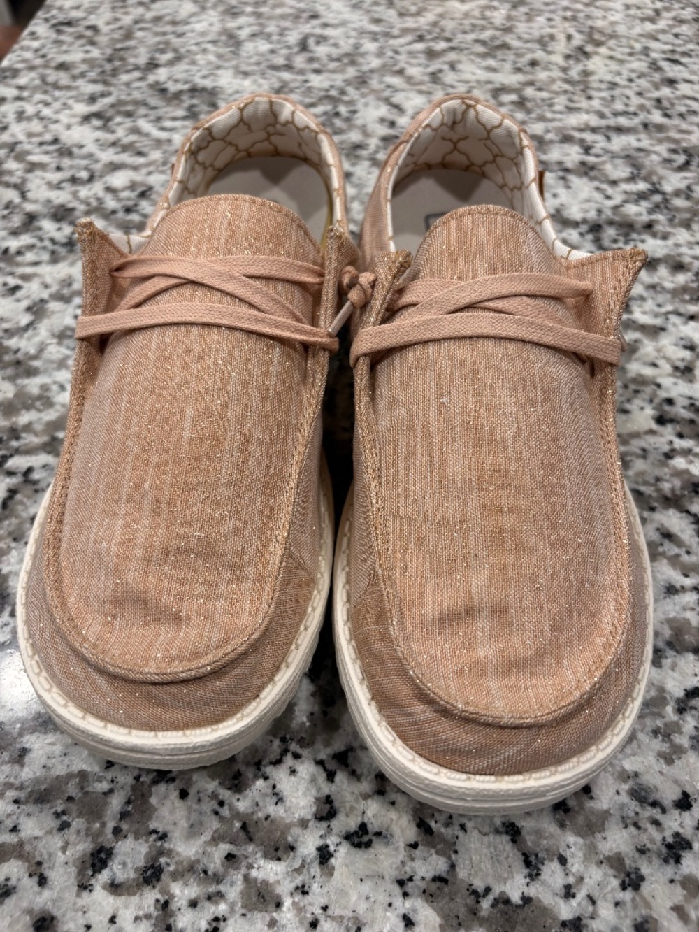 HEYDUDE Wendy Sparkling Rose Gold Women's Slip-On Shoes Size 8
